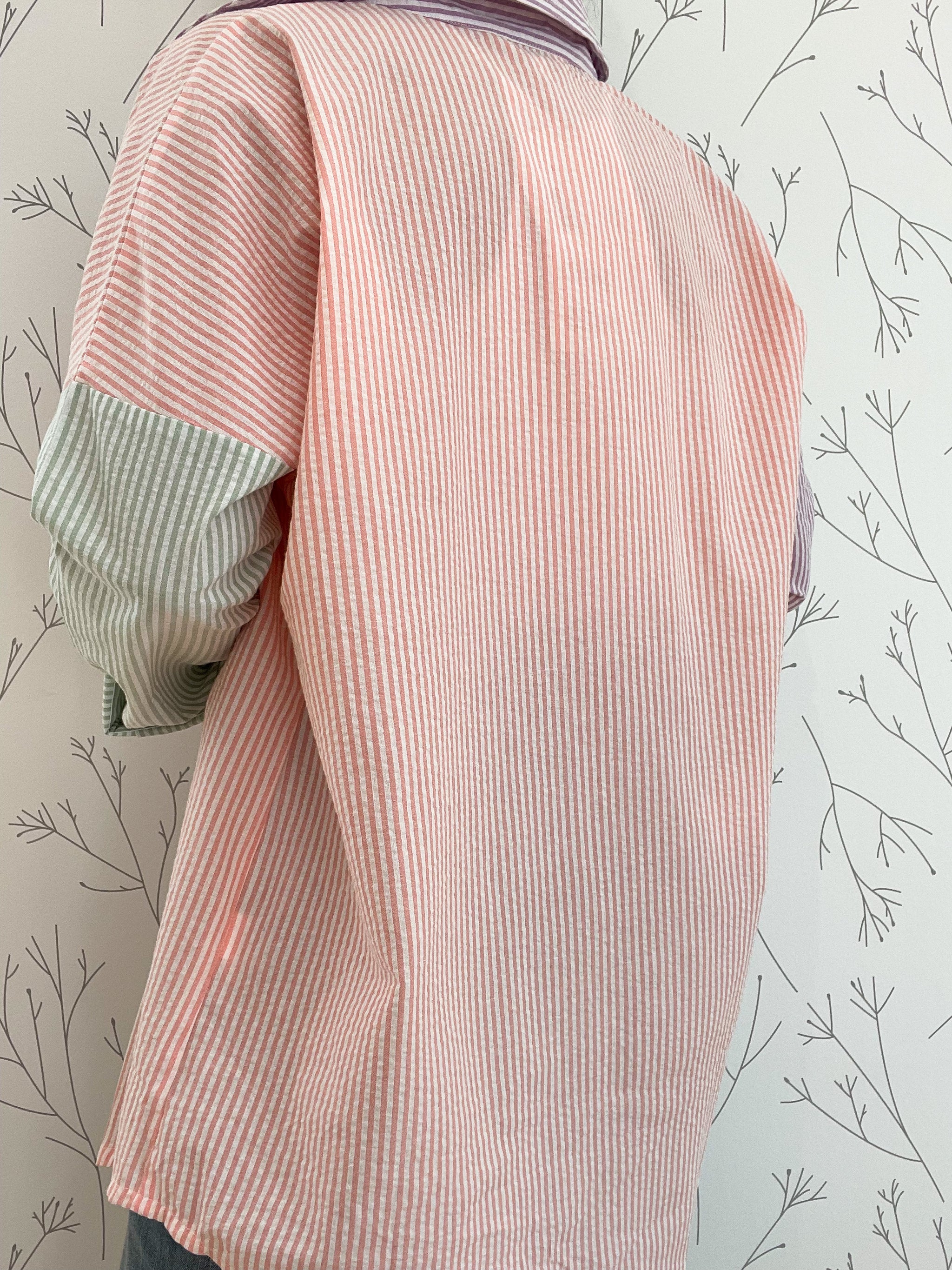 Multi Colored Stripe Button Down Top