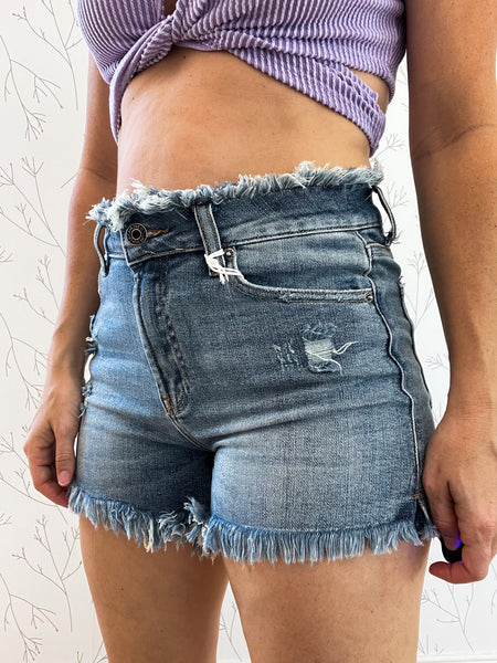 Frayed Waist & Hem Denim Shorts