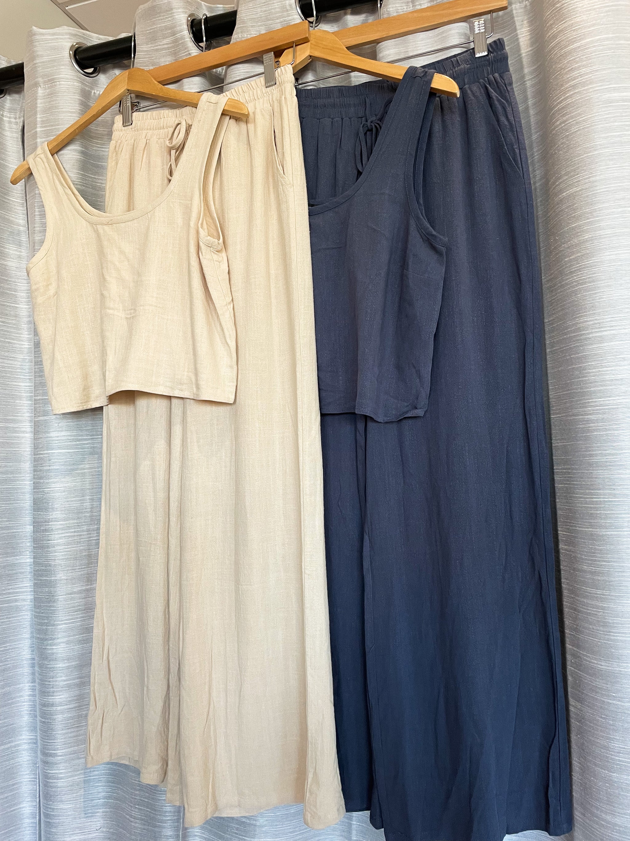Italy Two Piece Cropped Linen Set