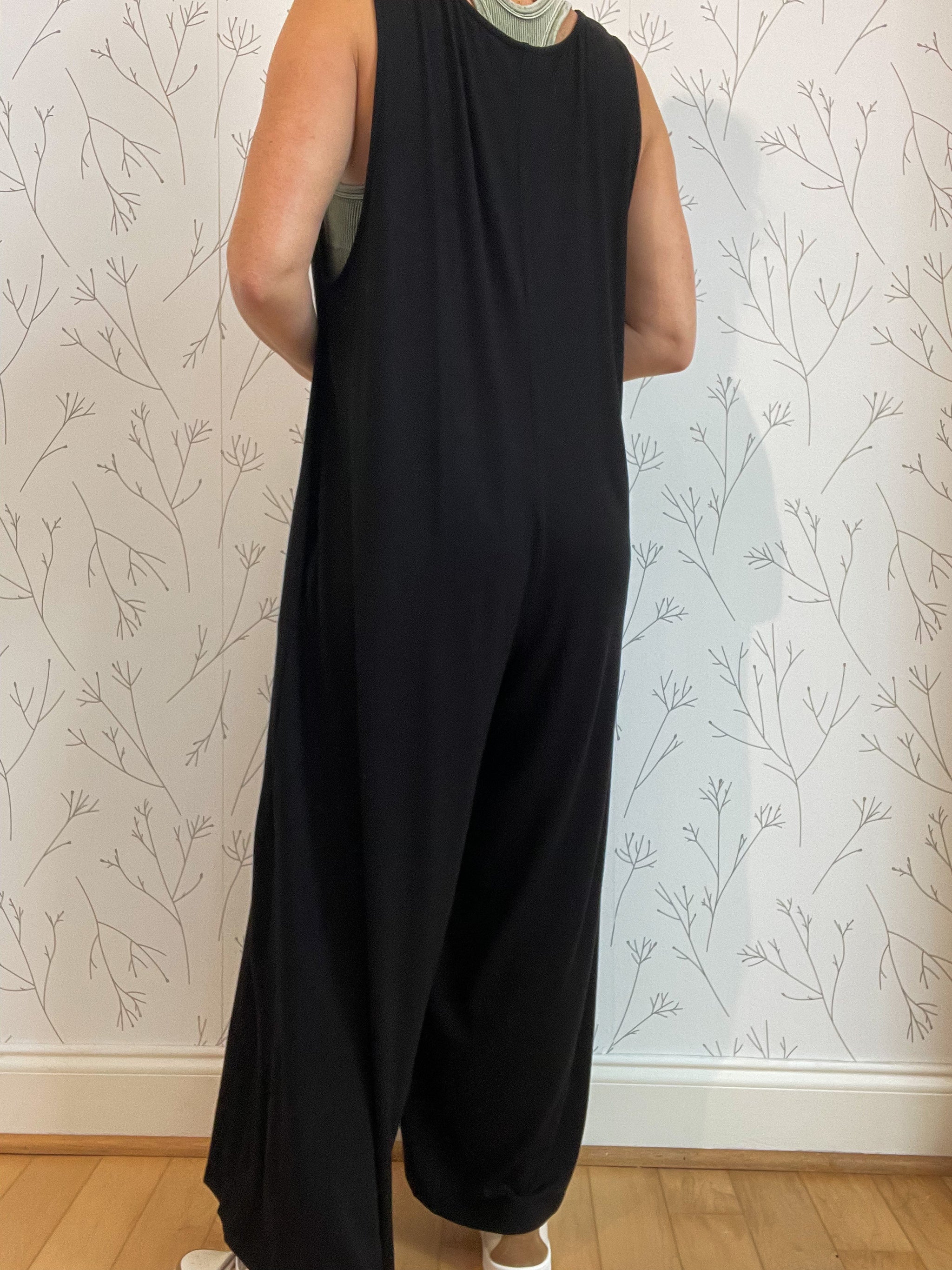Wide Leg Deep V-Neck Jumpsuit