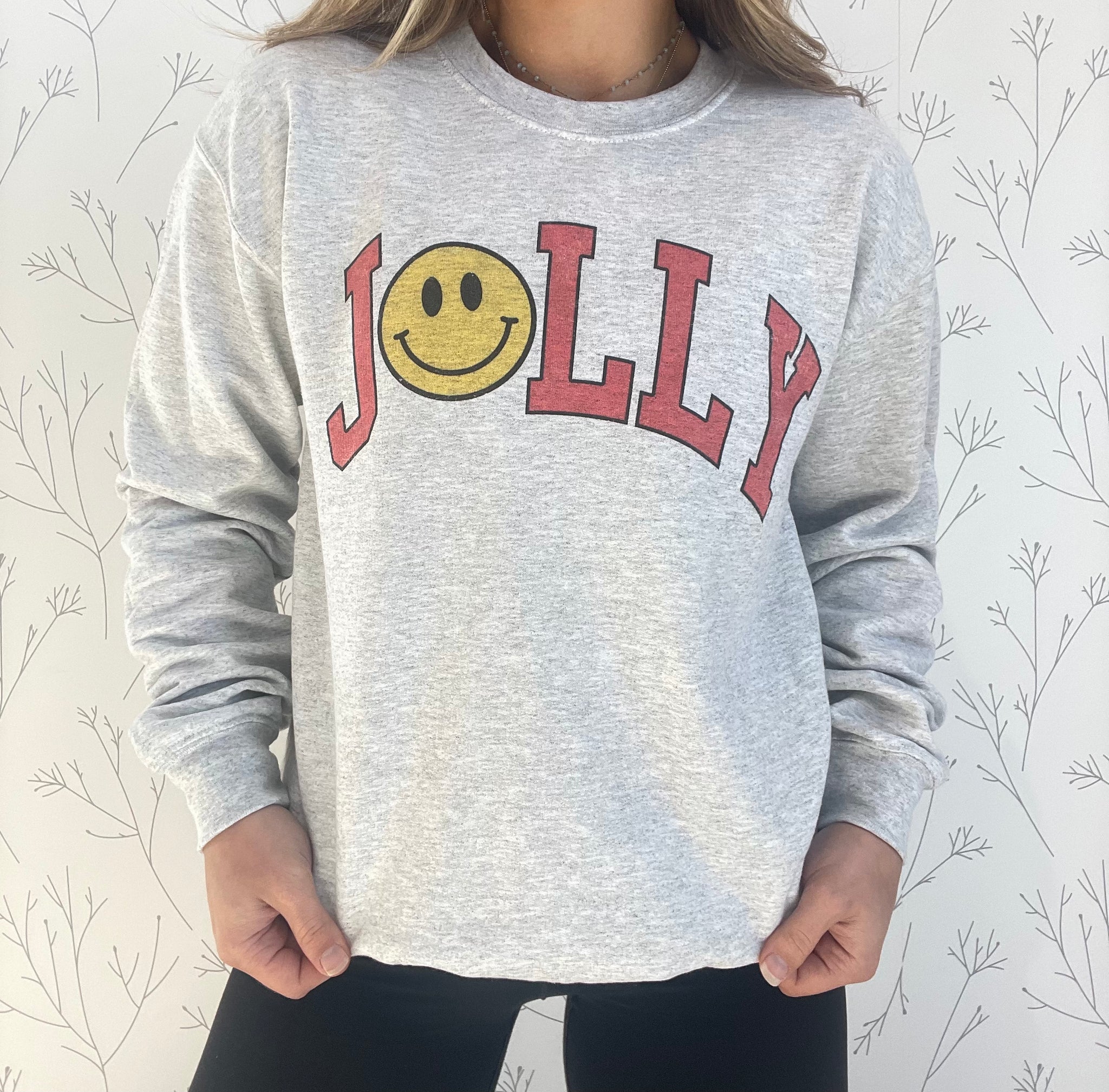 "Jolly" Graphic Pullover w/ smiley face