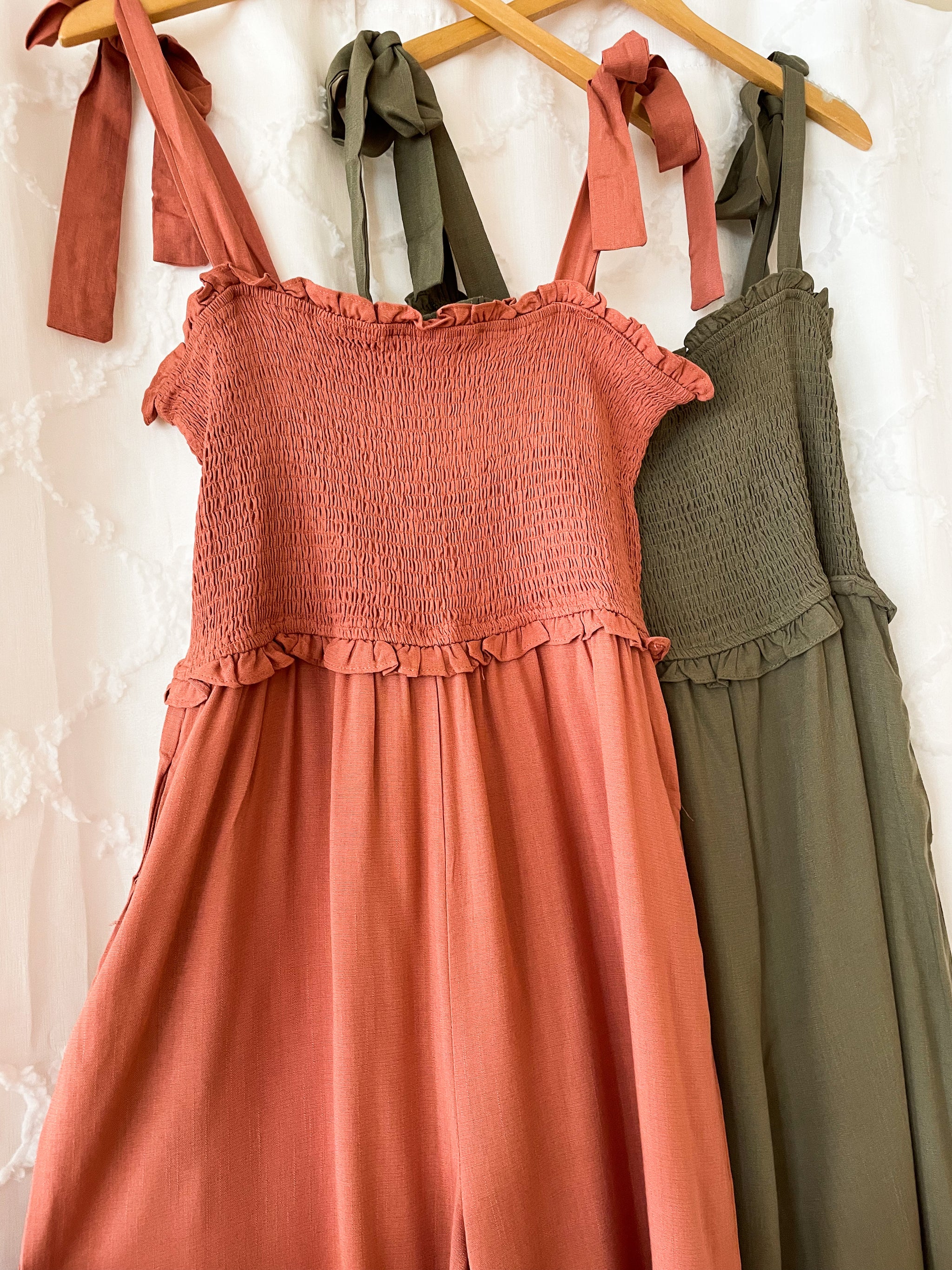 Smocked Top Wide Leg Jumpsuit