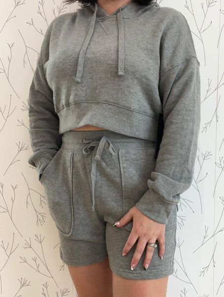 Lounge-to-Street Cropped Hoodie & Shorts Set - Including Plus