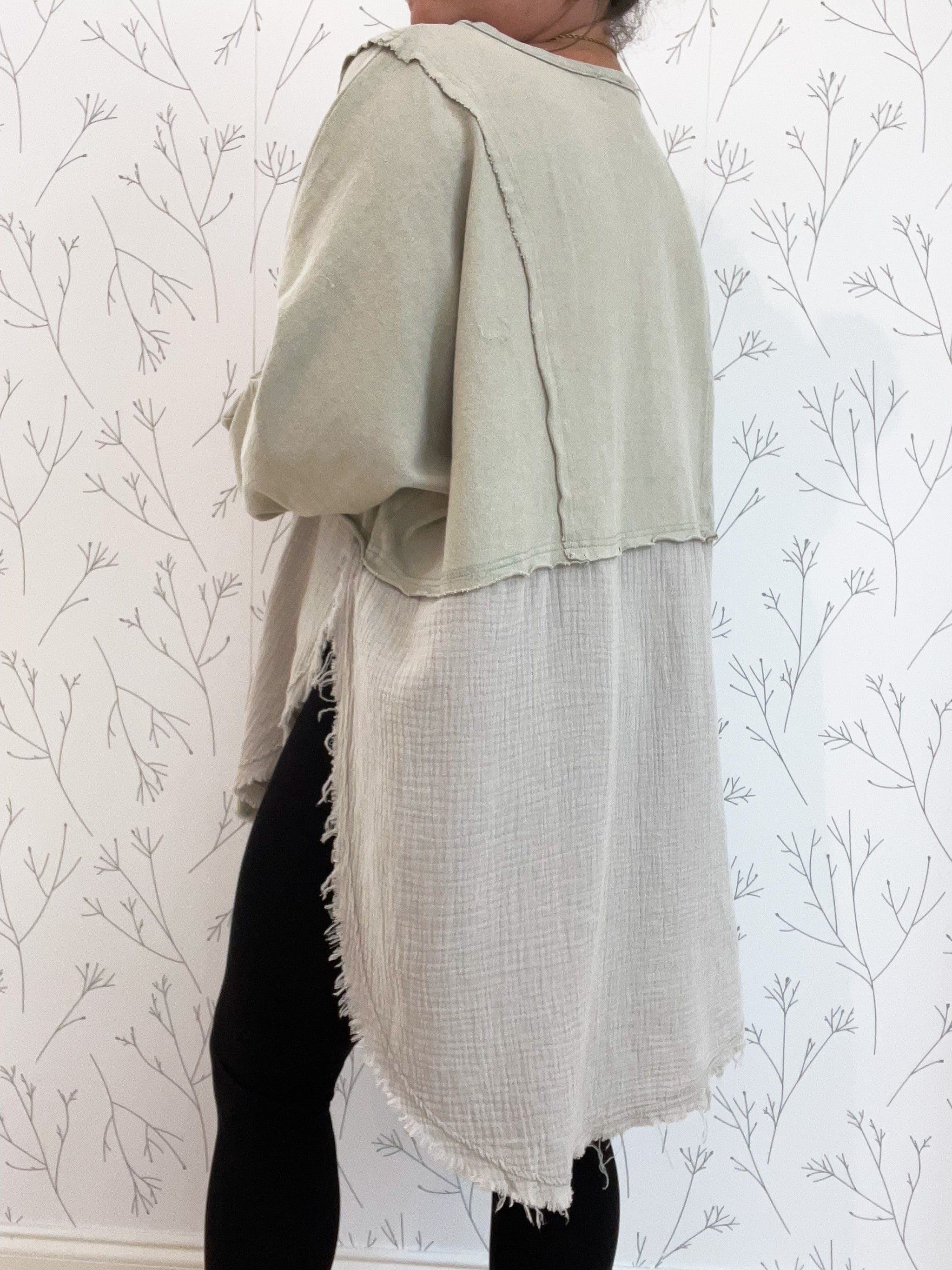 Contrast Oversized Top