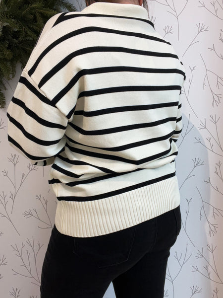 Oversize Striped Collared Sweater