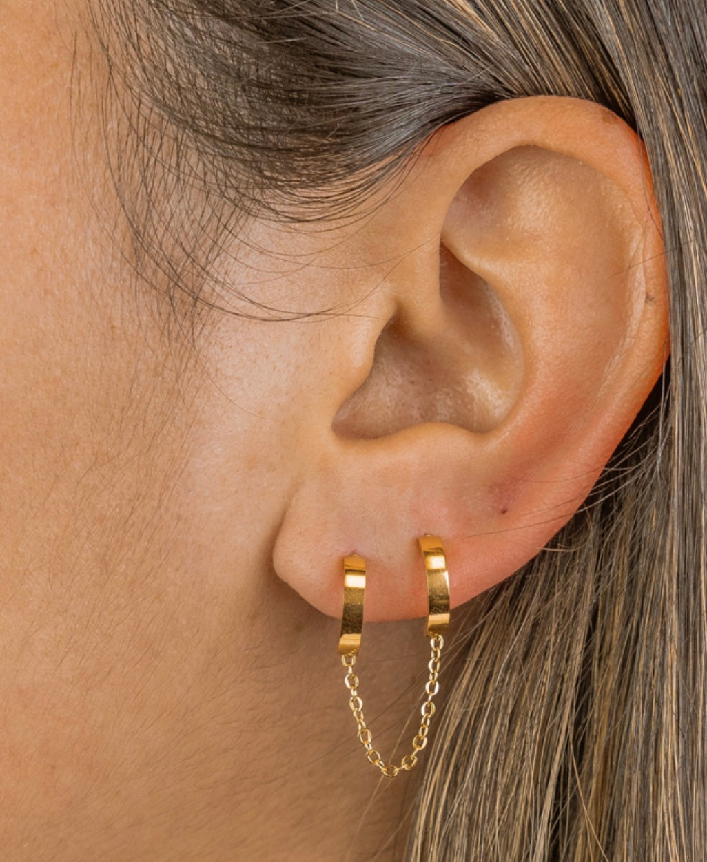 Grayton Chained Double Hoops Earrings