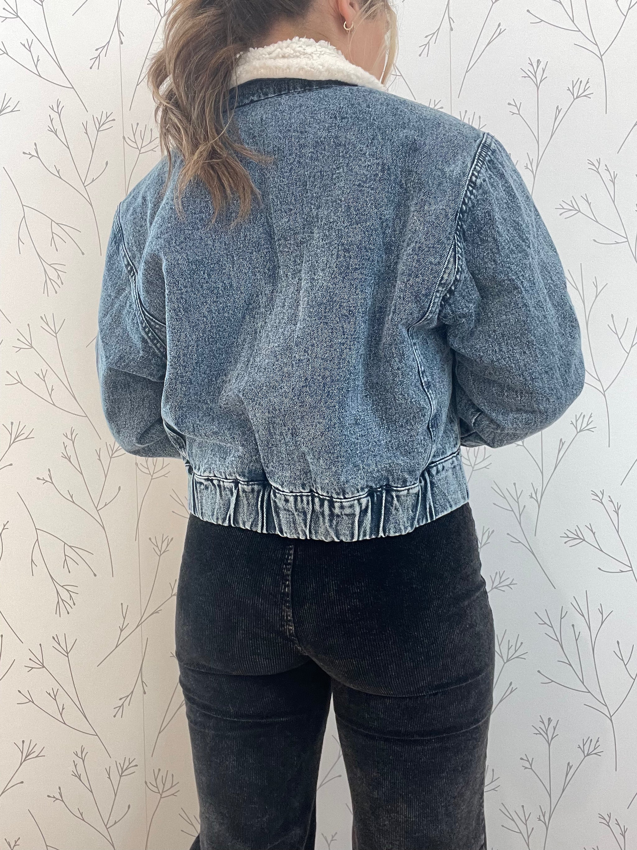 Faux sherpa 2025 lined denim jacket