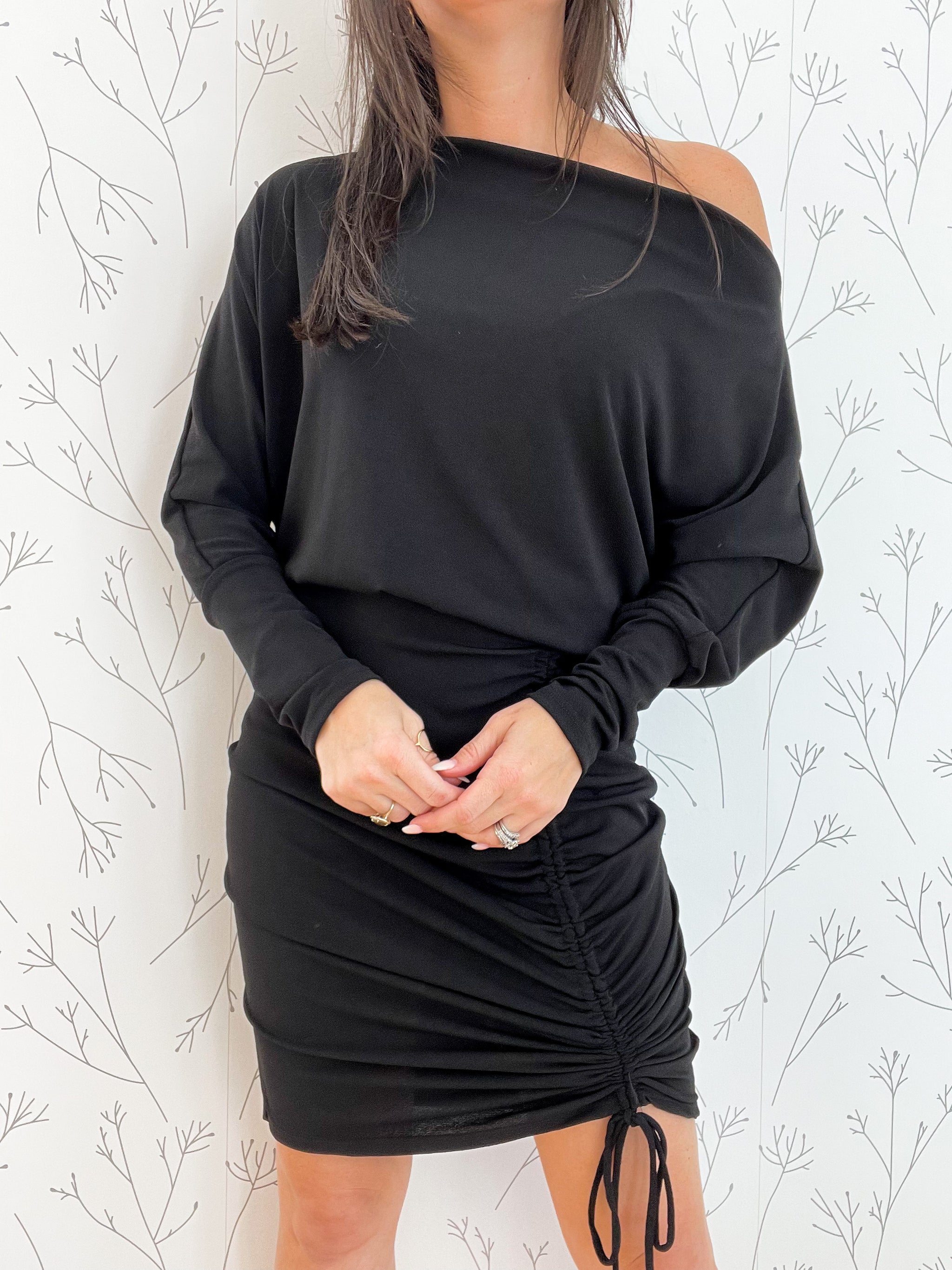 Long Sleeve Ruched Side Dress