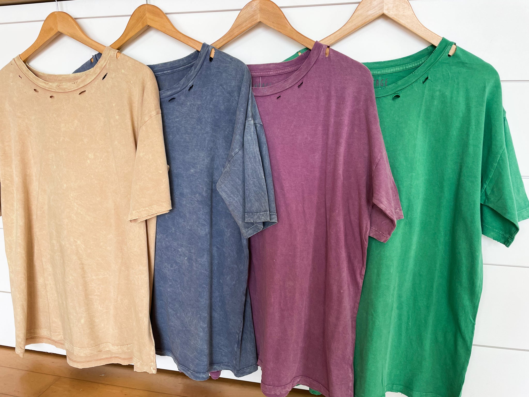 Mineral Wash Oversized Distressed Tee