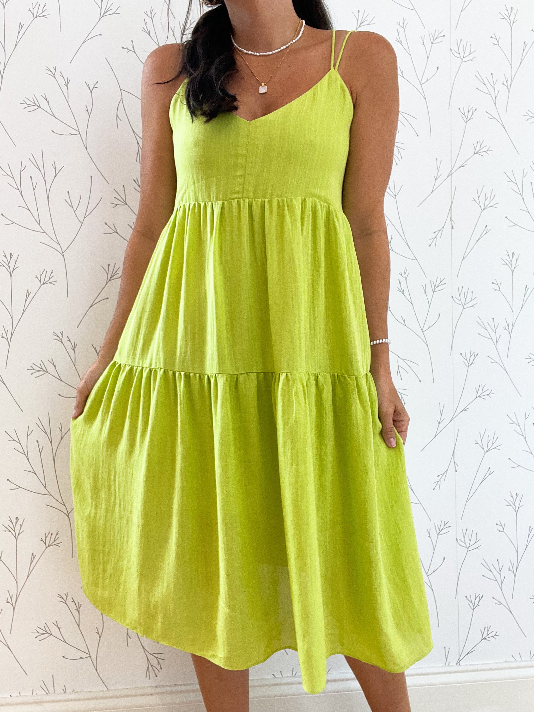 Solid Cami Criss Cross Back Dress